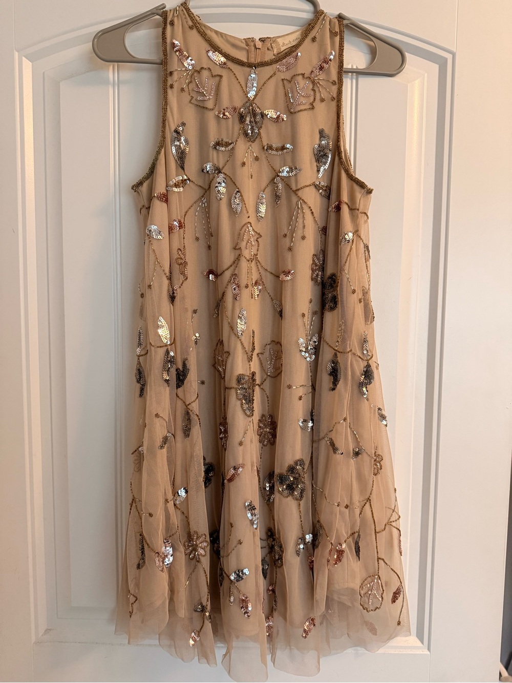 Altar'd State Beaded Nude Champagne Mini Dress